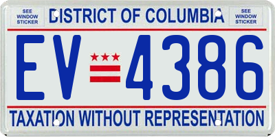 DC license plate EV4386