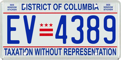 DC license plate EV4389