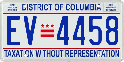 DC license plate EV4458