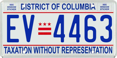 DC license plate EV4463