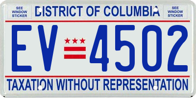 DC license plate EV4502