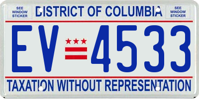 DC license plate EV4533