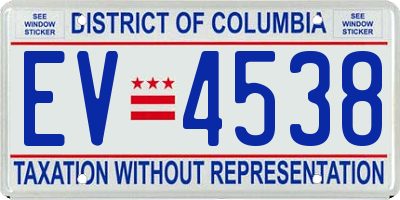 DC license plate EV4538