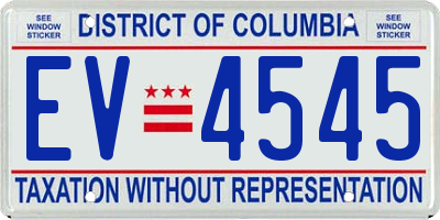 DC license plate EV4545
