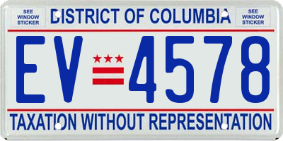 DC license plate EV4578