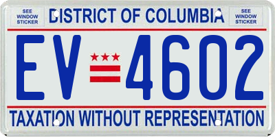 DC license plate EV4602