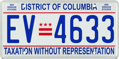 DC license plate EV4633