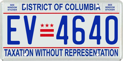DC license plate EV4640