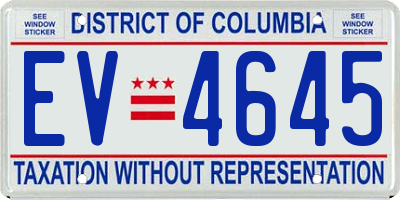 DC license plate EV4645