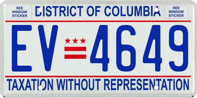 DC license plate EV4649