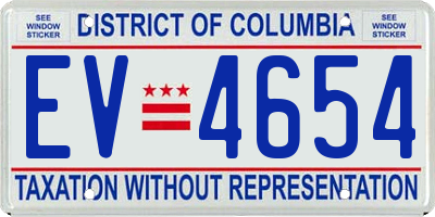DC license plate EV4654