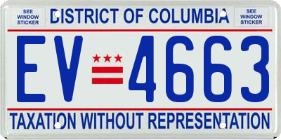 DC license plate EV4663