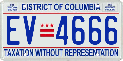 DC license plate EV4666