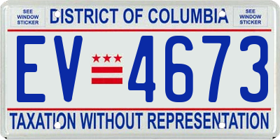 DC license plate EV4673