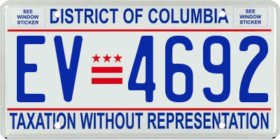 DC license plate EV4692