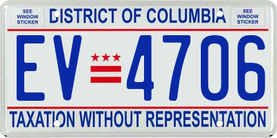 DC license plate EV4706