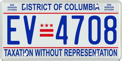 DC license plate EV4708