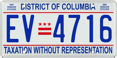 DC license plate EV4716
