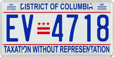 DC license plate EV4718