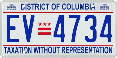 DC license plate EV4734