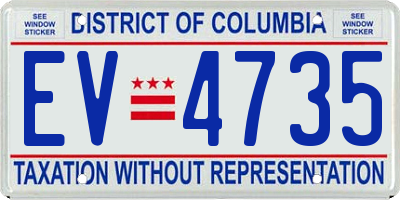 DC license plate EV4735