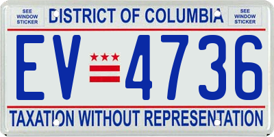 DC license plate EV4736