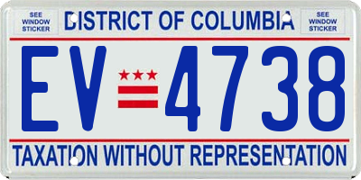 DC license plate EV4738