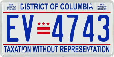 DC license plate EV4743