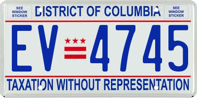 DC license plate EV4745