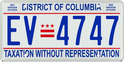 DC license plate EV4747