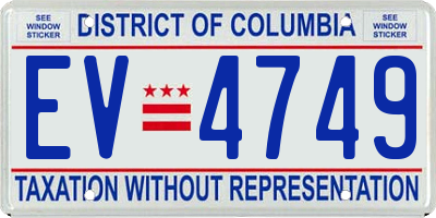 DC license plate EV4749