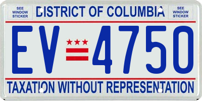 DC license plate EV4750