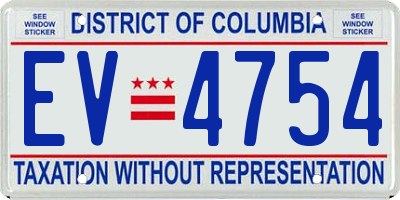 DC license plate EV4754