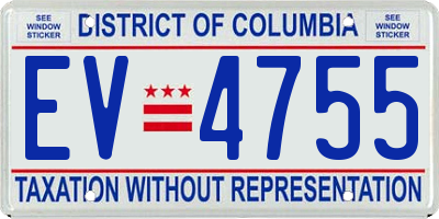 DC license plate EV4755
