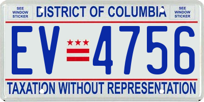 DC license plate EV4756