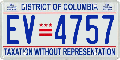 DC license plate EV4757