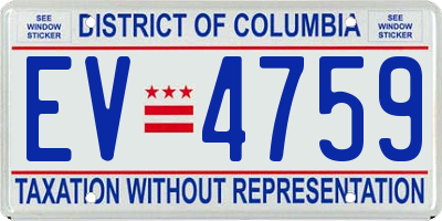 DC license plate EV4759