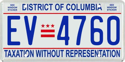 DC license plate EV4760