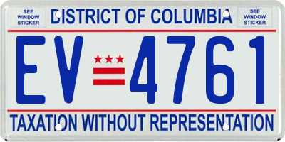 DC license plate EV4761