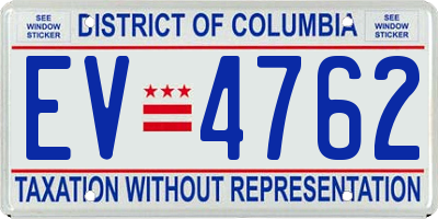 DC license plate EV4762