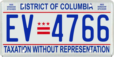 DC license plate EV4766