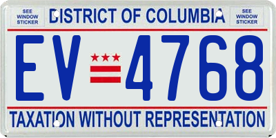DC license plate EV4768