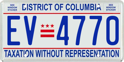 DC license plate EV4770