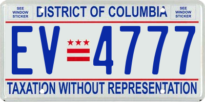 DC license plate EV4777