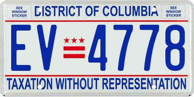 DC license plate EV4778