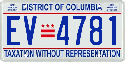 DC license plate EV4781