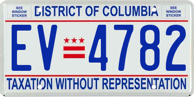 DC license plate EV4782