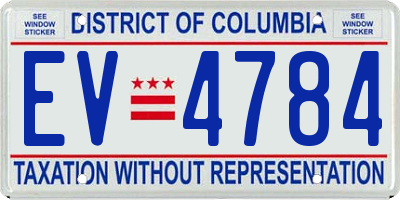 DC license plate EV4784