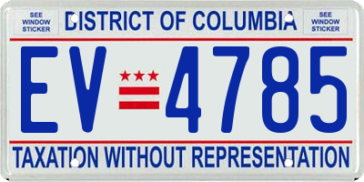 DC license plate EV4785