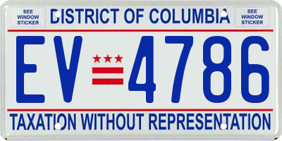 DC license plate EV4786